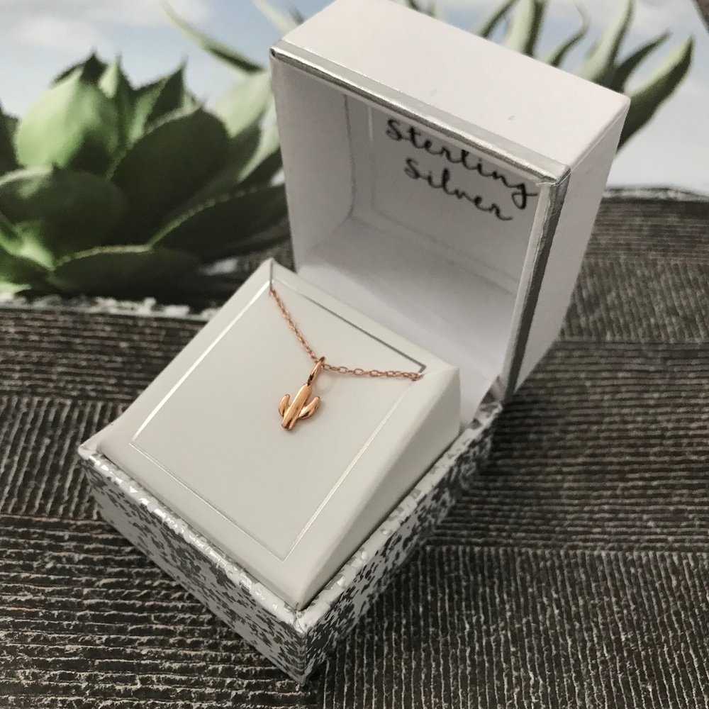 2/$25 Rose Gold Plated Mini Cactus Necklace